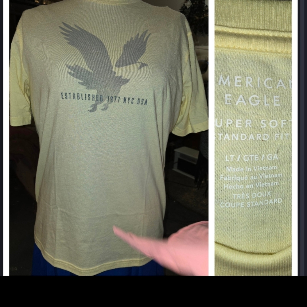 American Eagle Outfitters Men's Light Yellow Graphic Tee